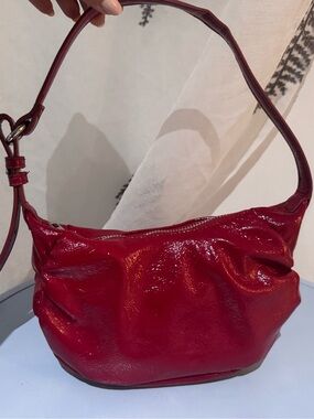 Zara Glossy Red Patent Shoulder Bag